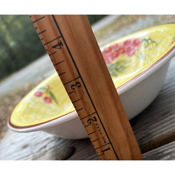 Hand-Painted Yellow Tuscan Rooster Ceramic Serving Bowl - Picture 11 of 13